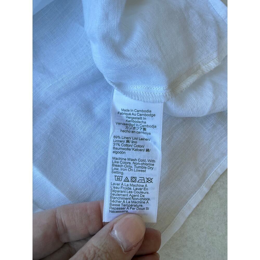 J.Crew Factory Linen-Blend Sleeveless Ruffleneck Top White (XXS) - Picture 6 of 9